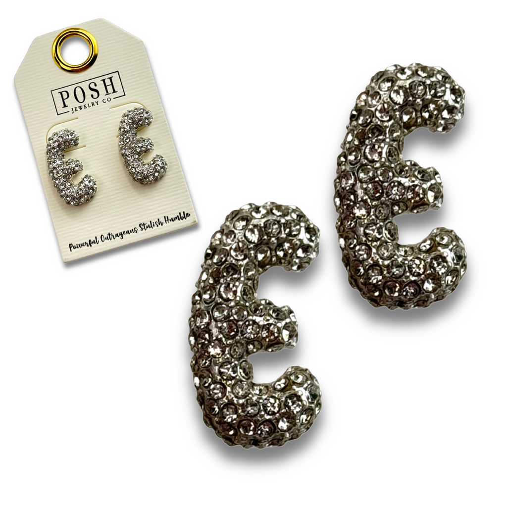 Rhinestone initial post earring