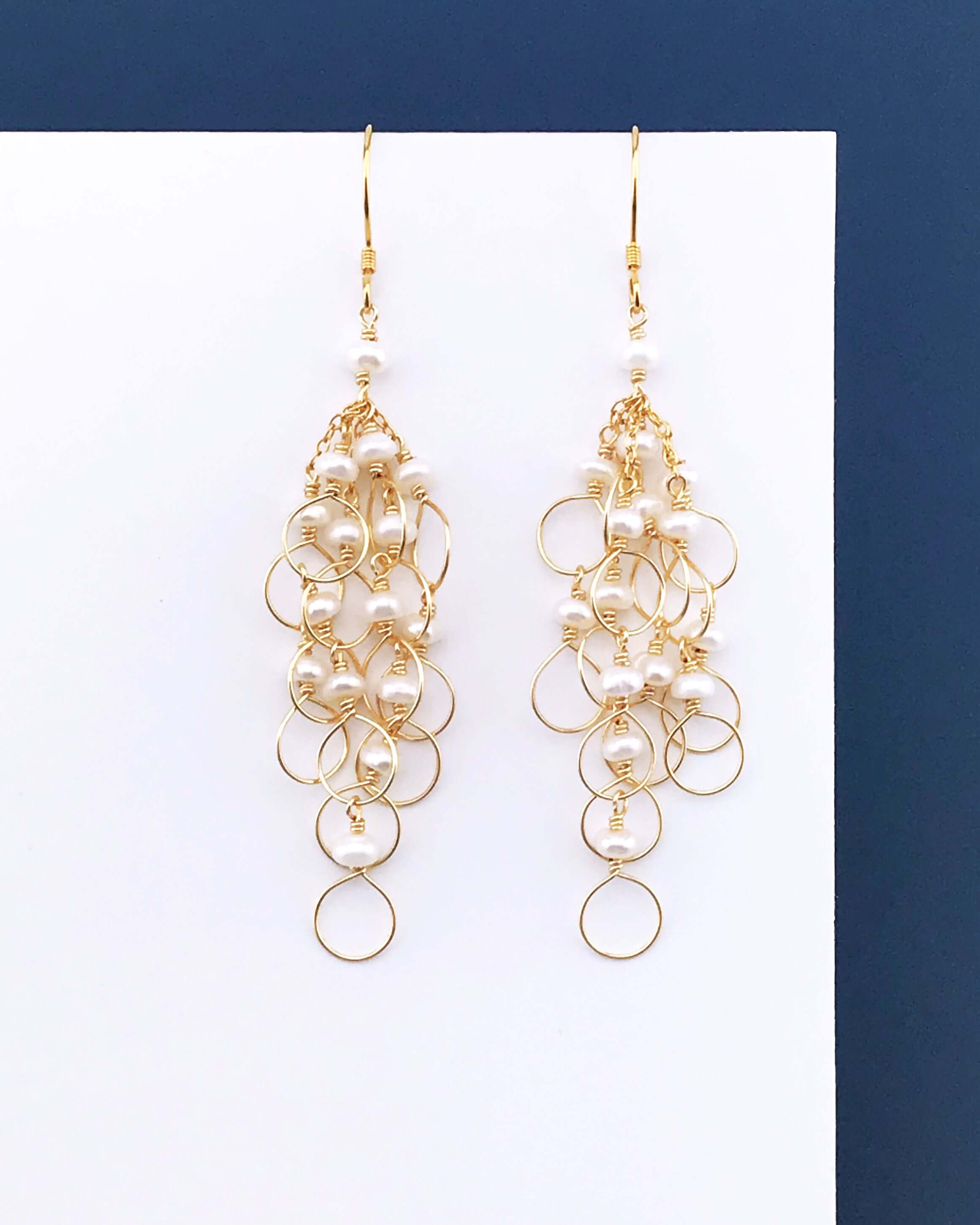 Pearl Chain Loop Earrings