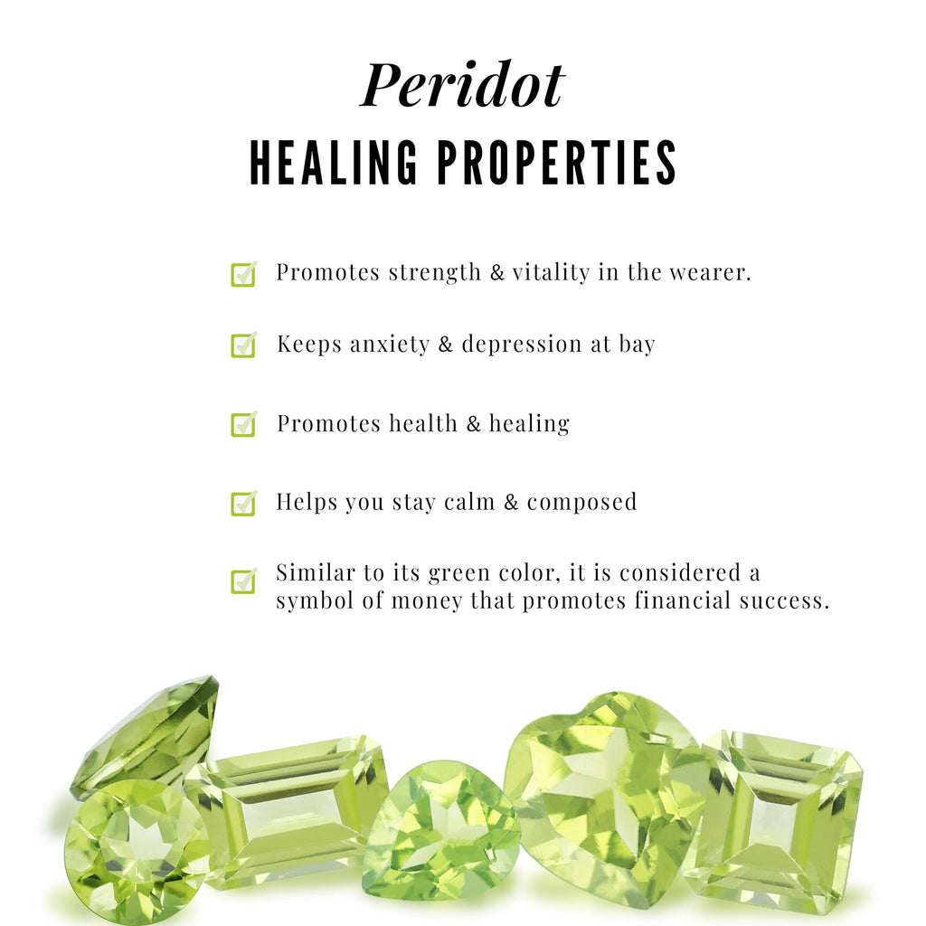 Emerald Cut Peridot Engagement Ring with Diamond Trio