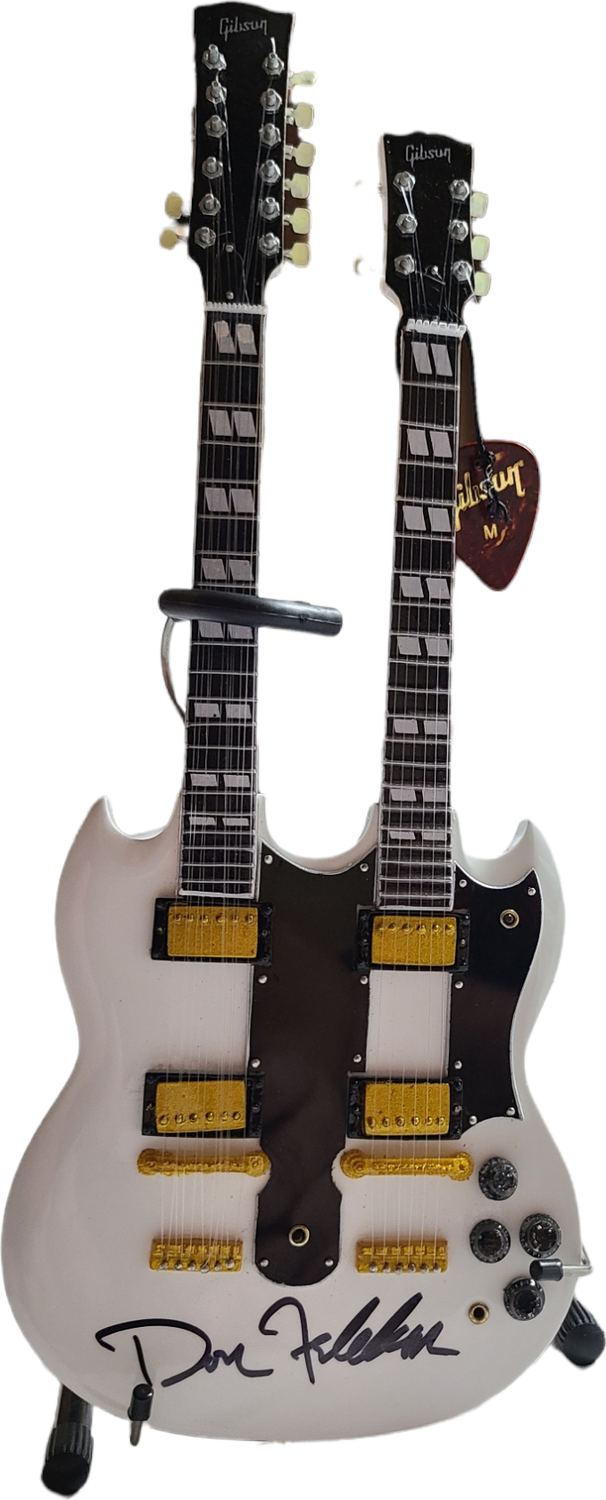 The Eagles Don Felder Autographed Gibson DoubleNeck Autographed Axe Heaven Mini Guitar