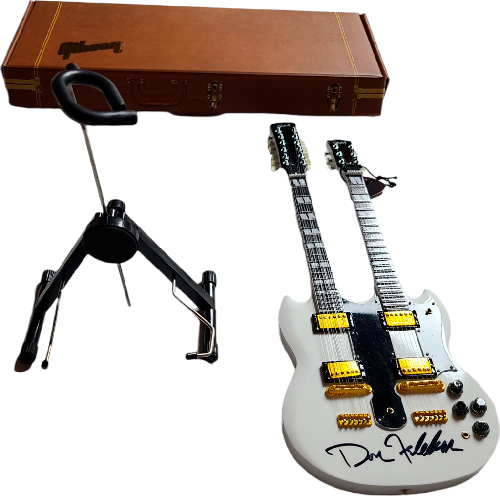 The Eagles Don Felder Autographed Gibson DoubleNeck Autographed Axe Heaven Mini Guitar