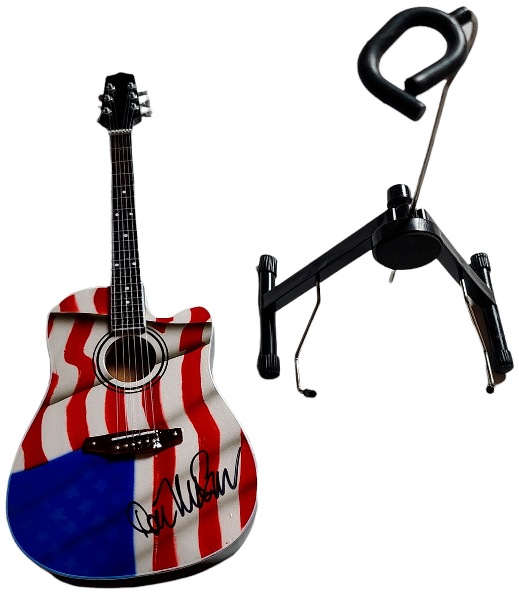 Don McLean Signed USA Flag Acoustic Axe Heaven Mini 1:4 Guitar American Pie