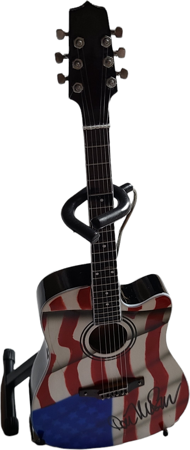 Don McLean Signed USA Flag Acoustic Axe Heaven Mini 1:4 Guitar American Pie