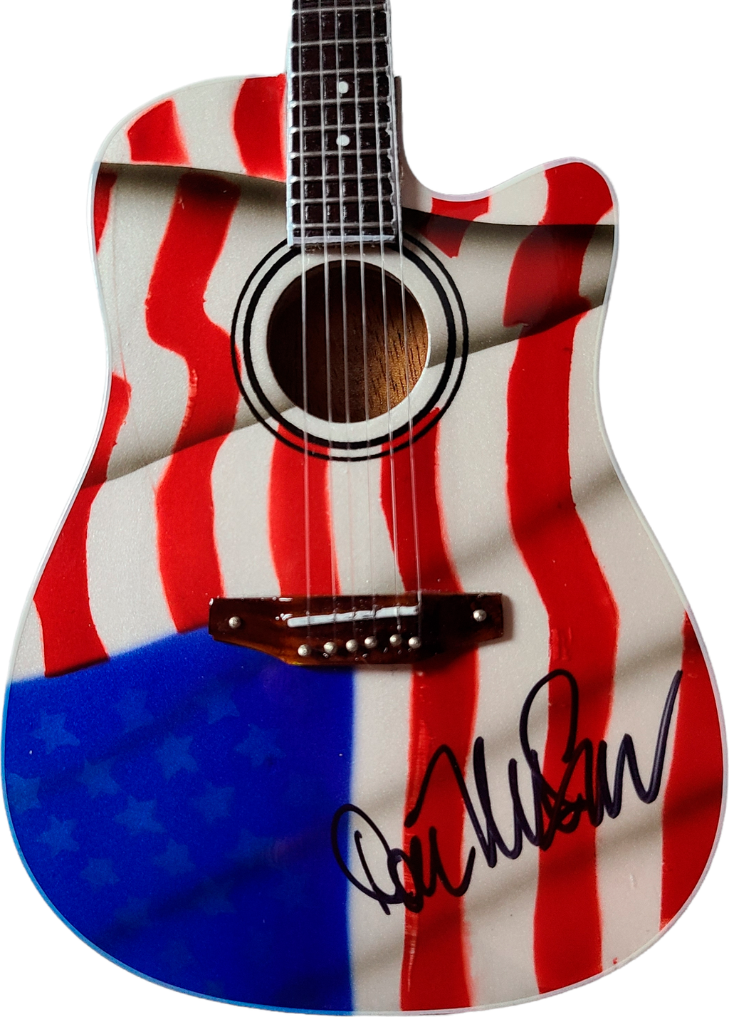 Don McLean Signed USA Flag Acoustic Axe Heaven Mini 1:4 Guitar American Pie