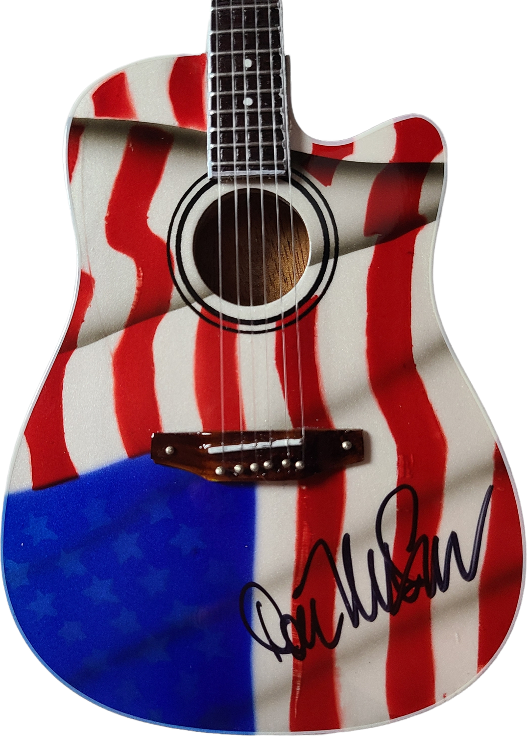 Don McLean Signed USA Flag Acoustic Axe Heaven Mini 1:4 Guitar American Pie