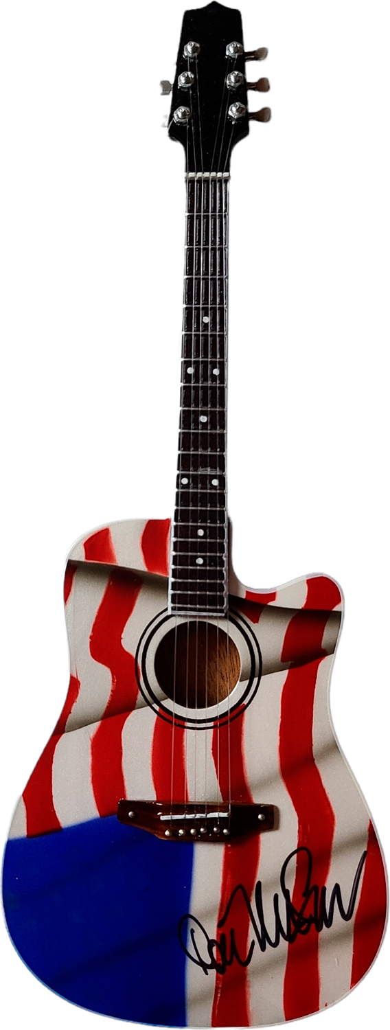 Don McLean Signed USA Flag Acoustic Axe Heaven Mini 1:4 Guitar American Pie