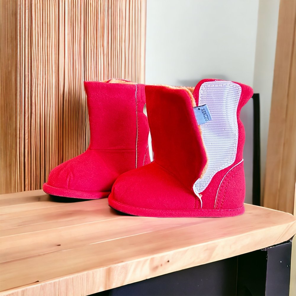 Red Ankle Boot Topper | Ozznek Removable Sole Shoes | Barefoot Kids Boot