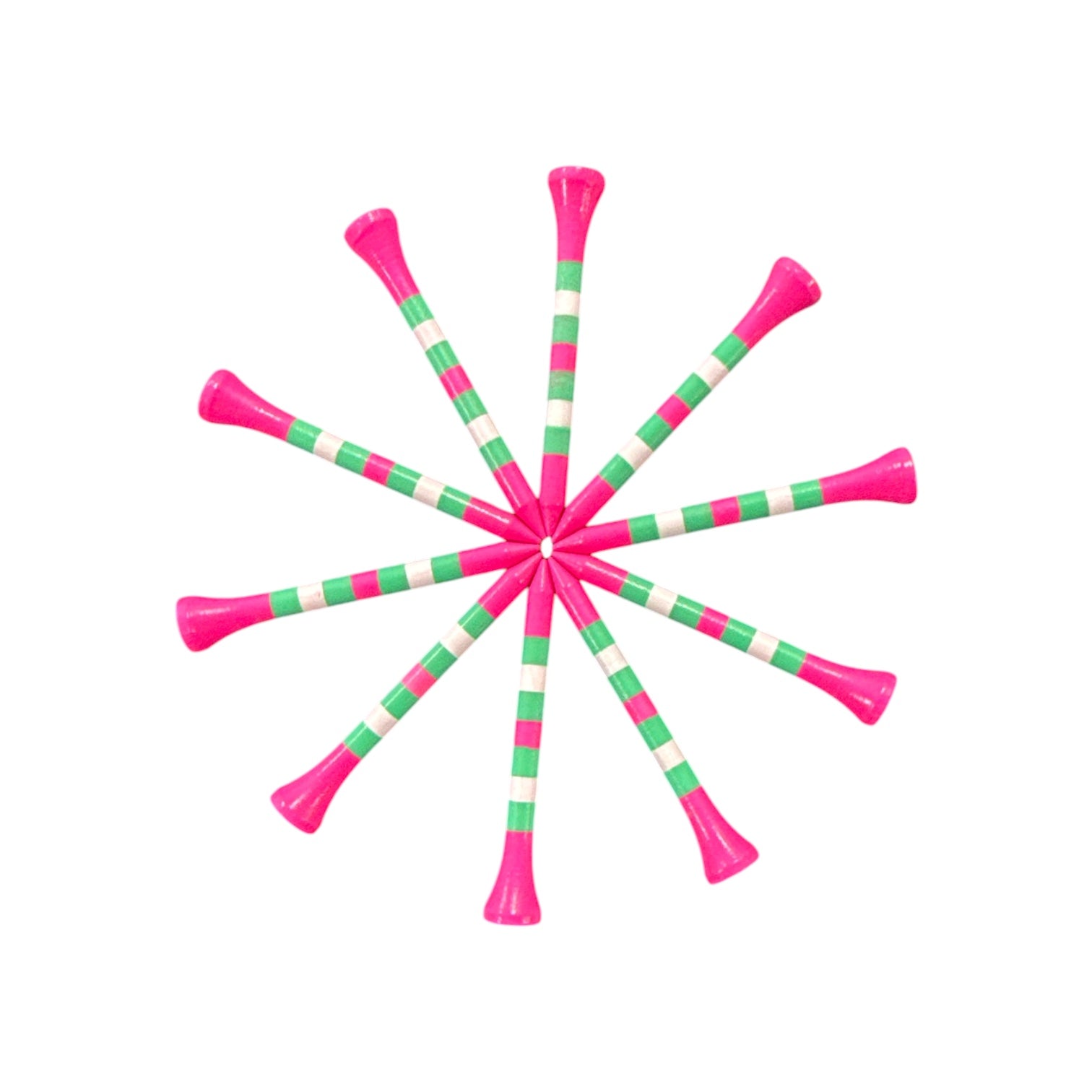 Pink Green Stripe Premium Wooden Golf Tees | 2 3/4” Standard Size | 45 Pack Set | Durable Painted Wood Tees | Unique Designs
