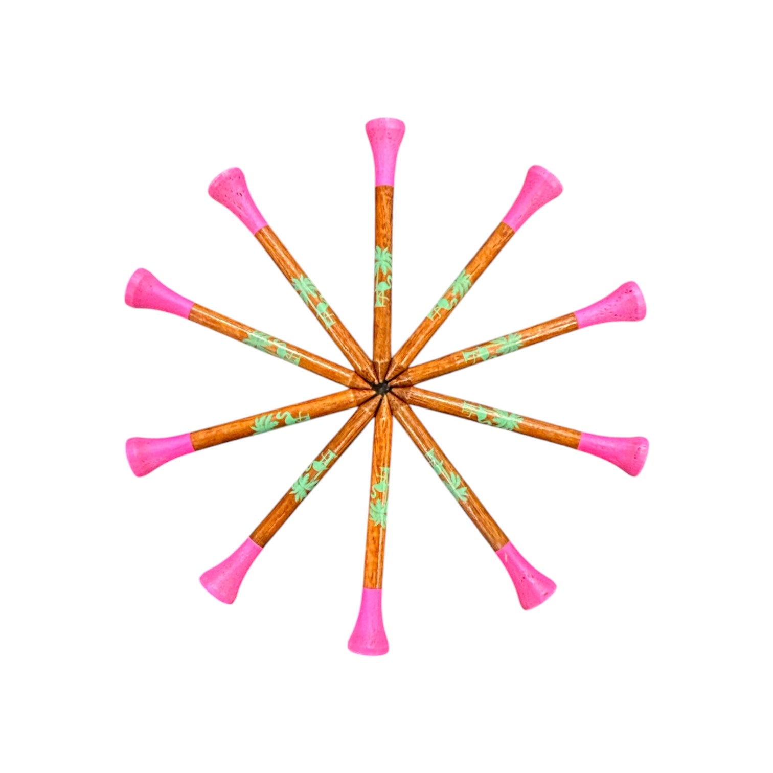 Tropical Pink Premium Wooden Golf Tees | 2 3/4” Standard Size | 45 Pack Set | Durable Painted Wood Tees | Unique Designs