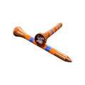Orange Blue Stripe Premium Wooden Golf Tees | 2 3/4” Standard Size | 45 Pack Set | Durable Painted Wood Tees | Unique Designs