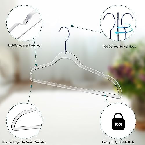 Plastic Shirt Hangers Slim Clear 10PK