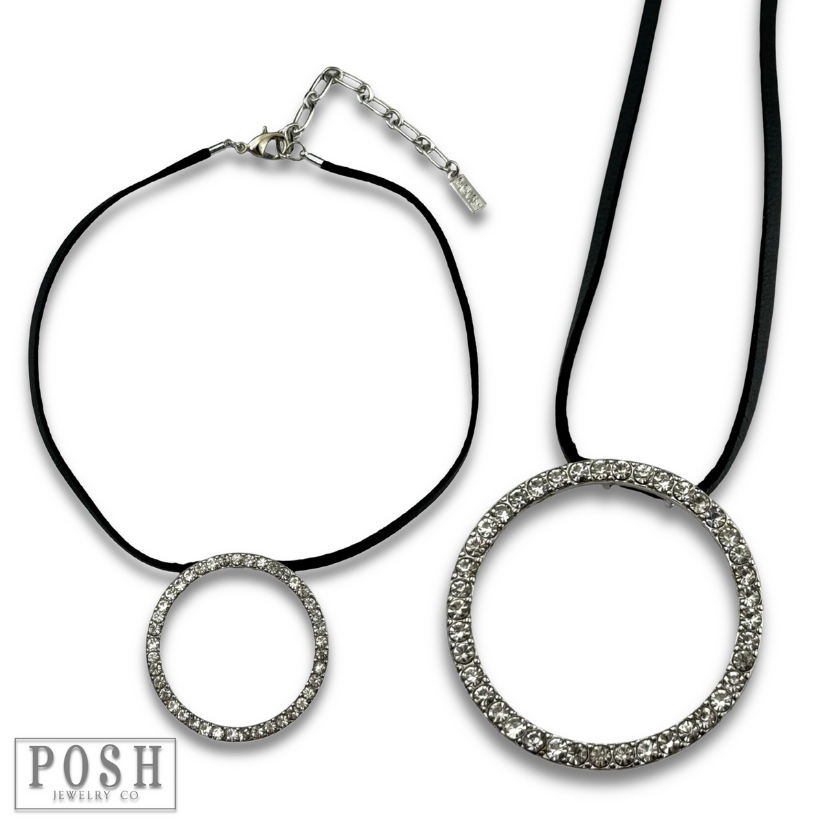 Round rhinestone pendant necklace - LC
