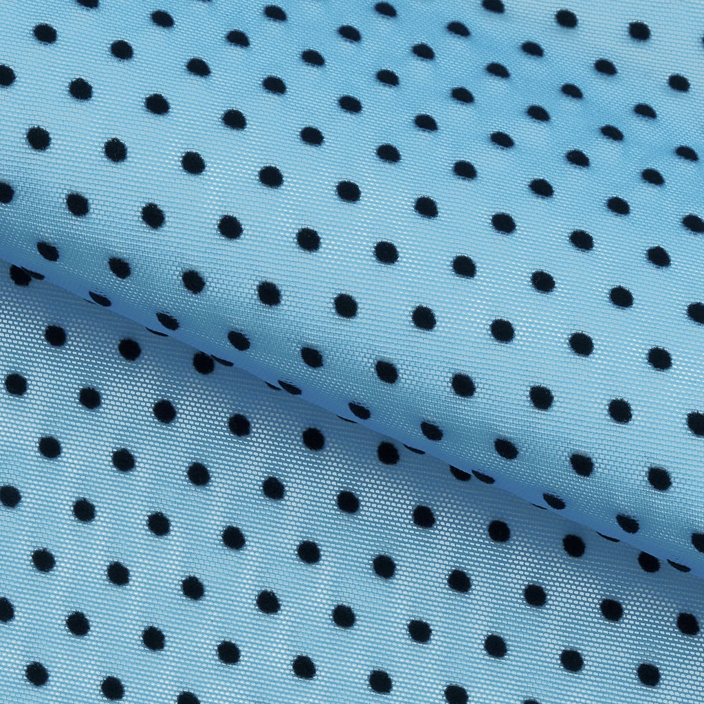 Polka Dot Flocked Stretch Mesh Fabric | Blue Moon Fabrics