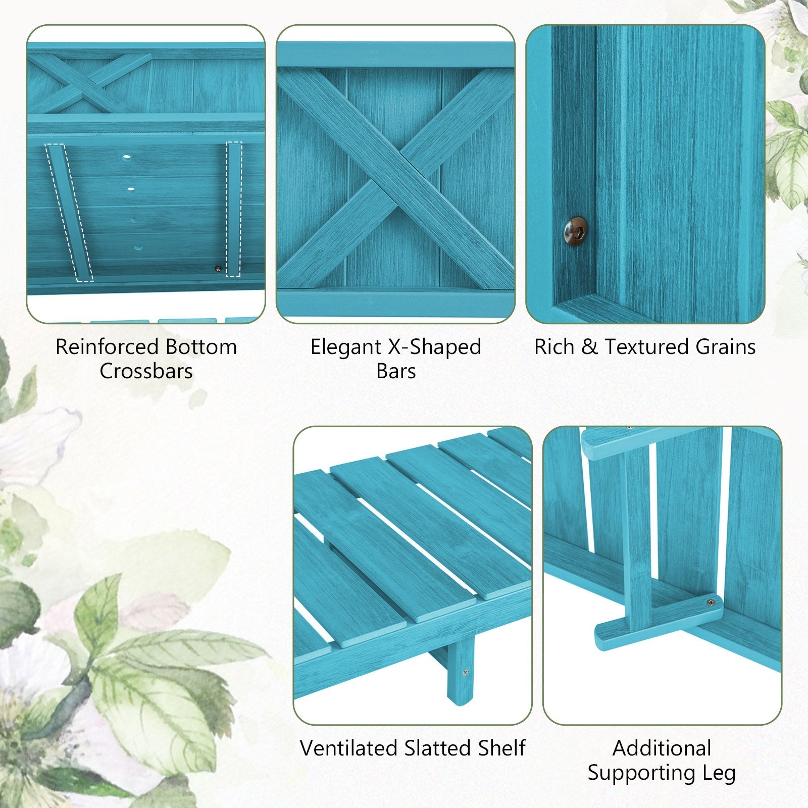 Poly Wood Elevated Planter Box with Legs Storage Shelf Drainage Holes