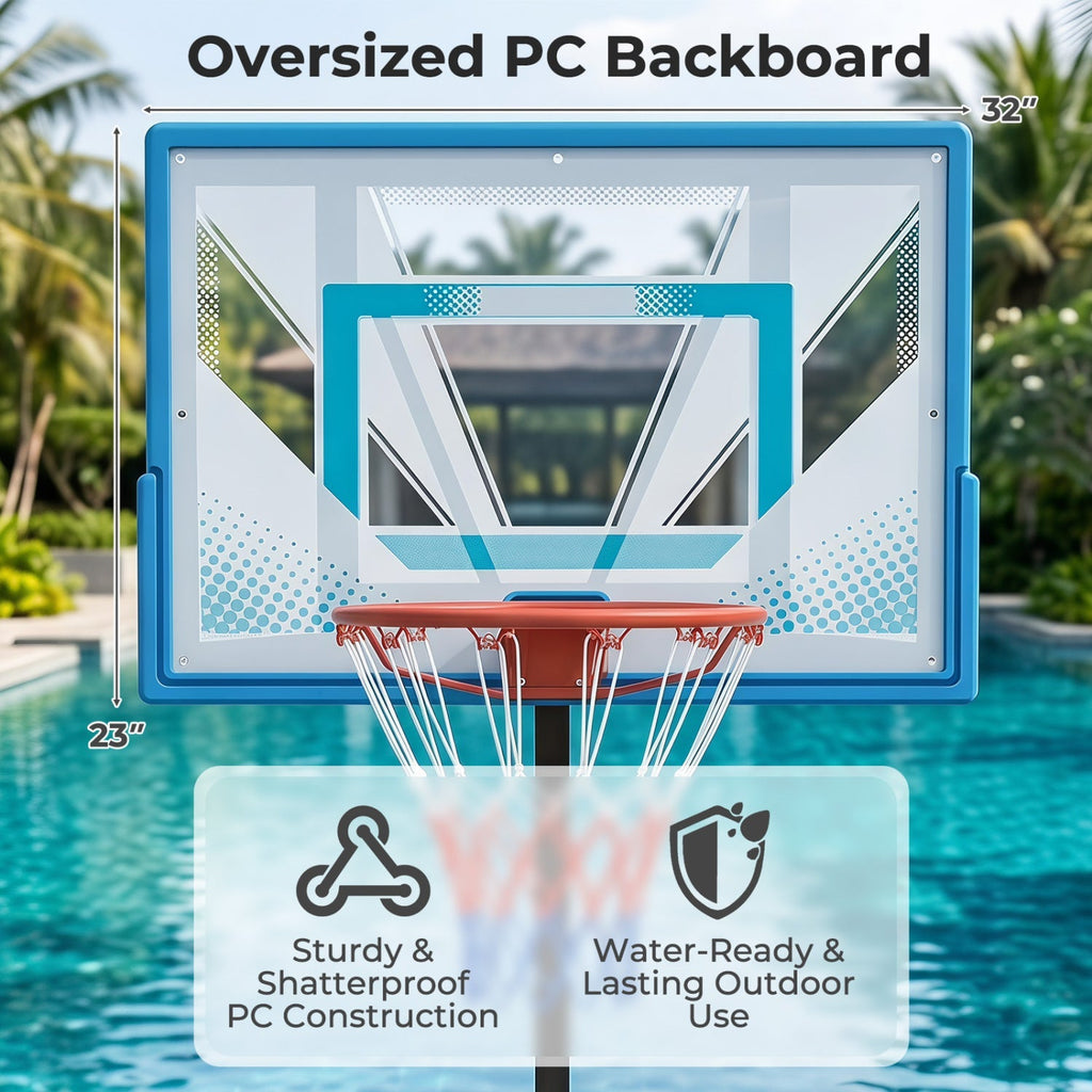 Pool Basketball Hoop with Adjustable Height and Weighted Base