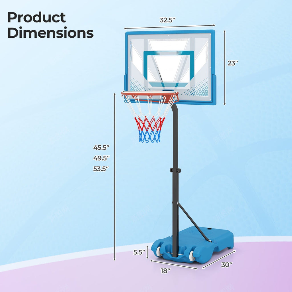 Pool Basketball Hoop with Adjustable Height and Weighted Base