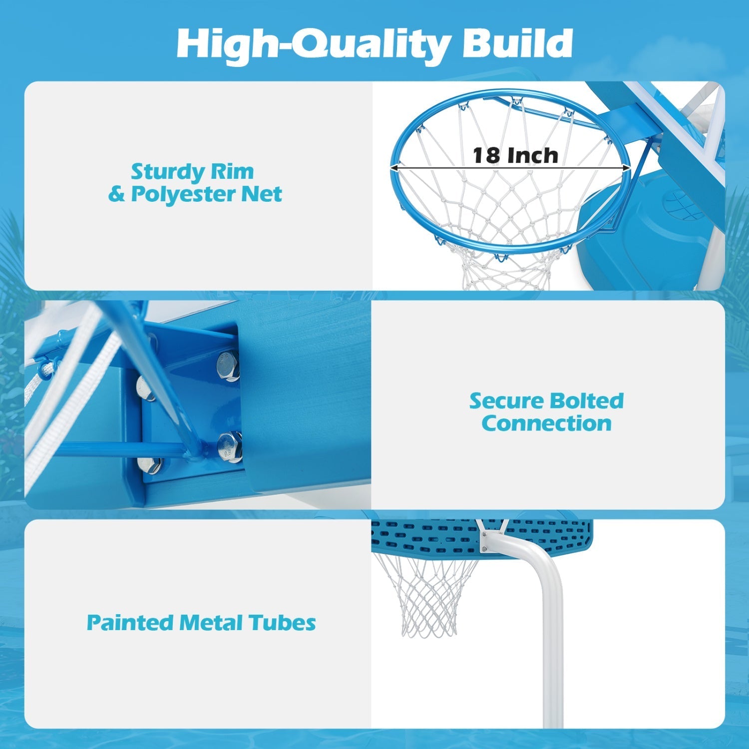 Pool Basketball Hoop Set with 2 Balls and Pump