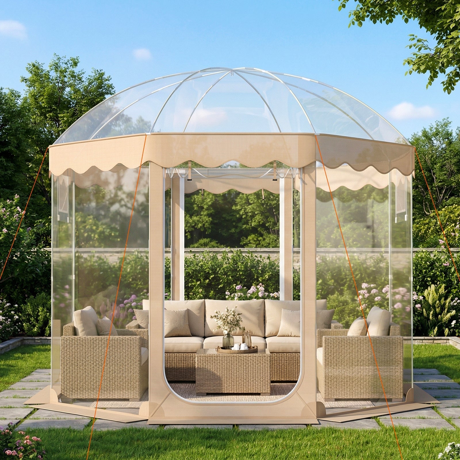 Pop Up Bubble Tent 10x10 FT for 8-10 People Weatherproof Pod with 540¬∞ Panoramic Clear PVC