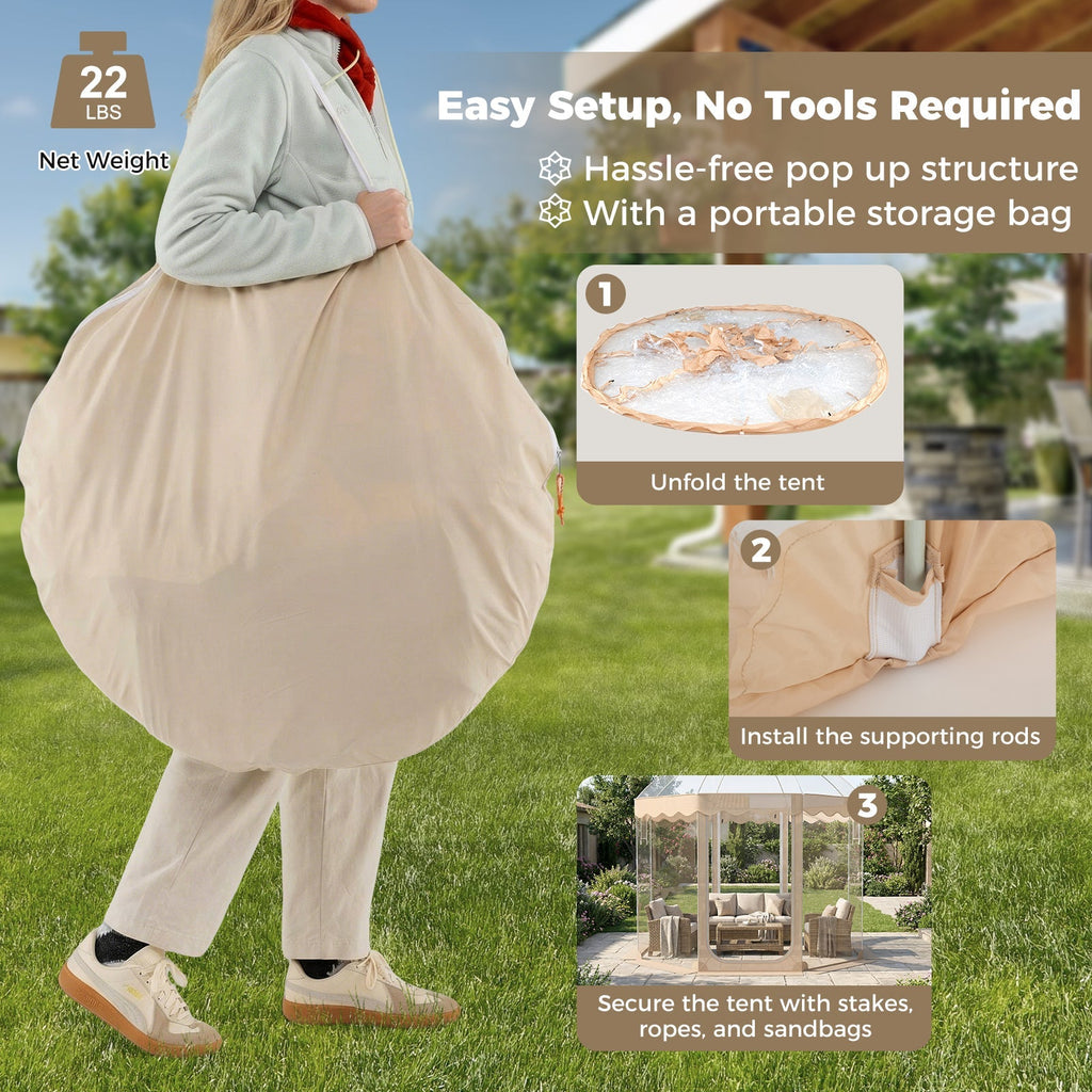 Pop Up Bubble Tent 10x10 FT for 8-10 People Weatherproof Pod with 540¬∞ Panoramic Clear PVC