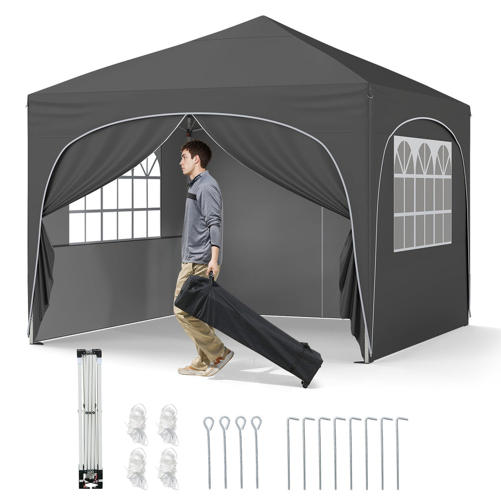 10 X 10 FT Pop up Canopy Tent with 4 Removable Sidewall