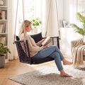 Hanging Rattan Porch Swing Chair with Cushions