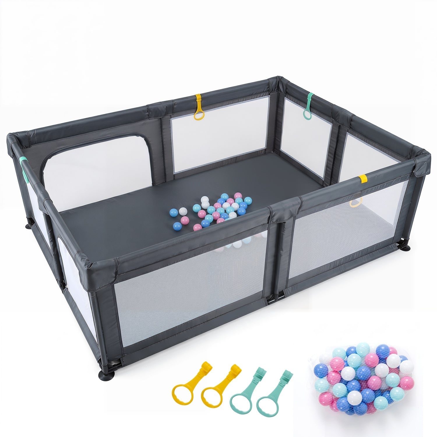 Baby Playpen with 50 Ocean Balls and Breathable Mesh
