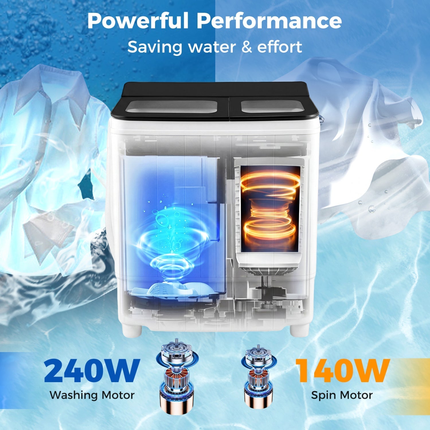 Portable Washing Machine 18 lbs Mini Laundry Machine with 11 LBS Washer