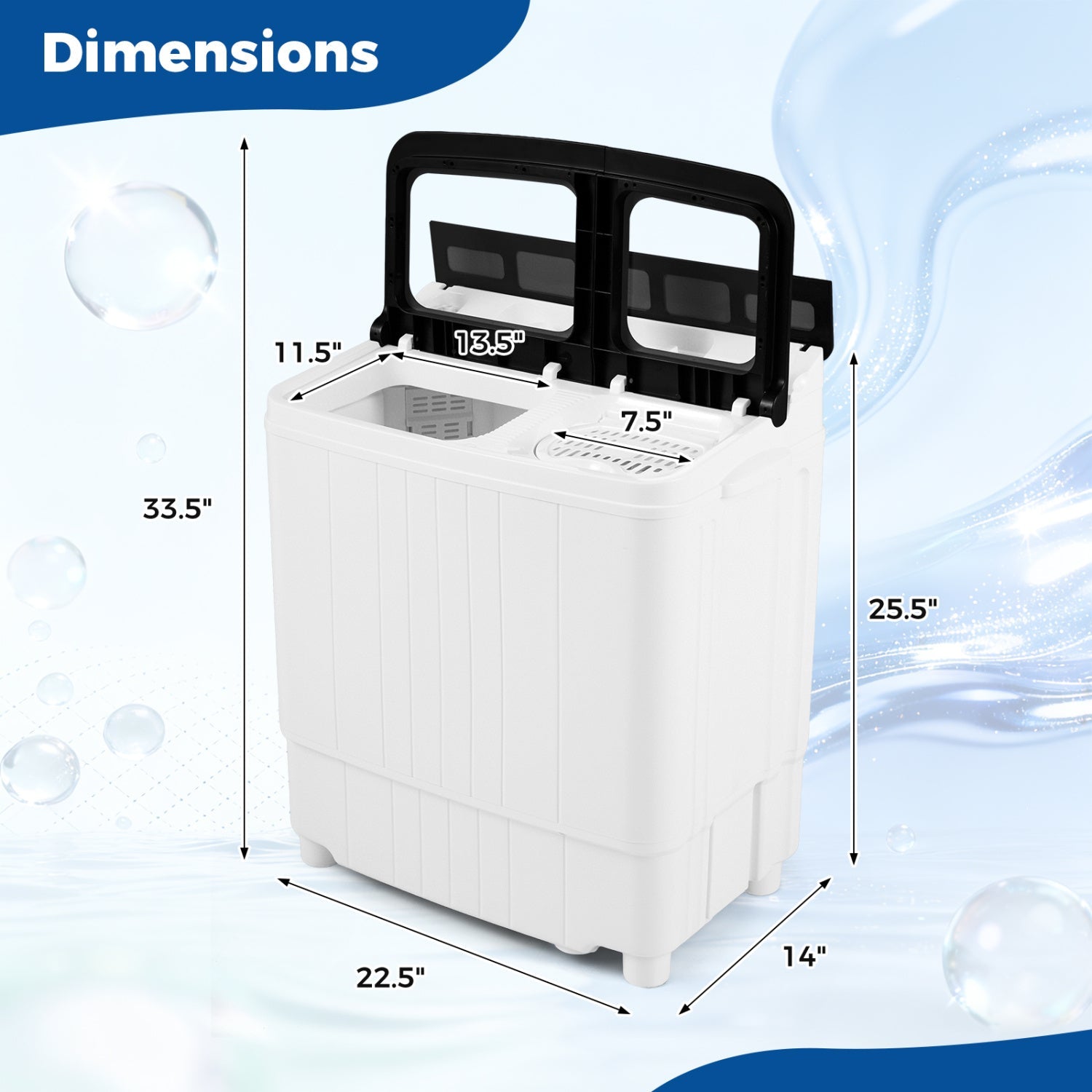 Portable Washing Machine 18 lbs Mini Laundry Machine with 11 LBS Washer