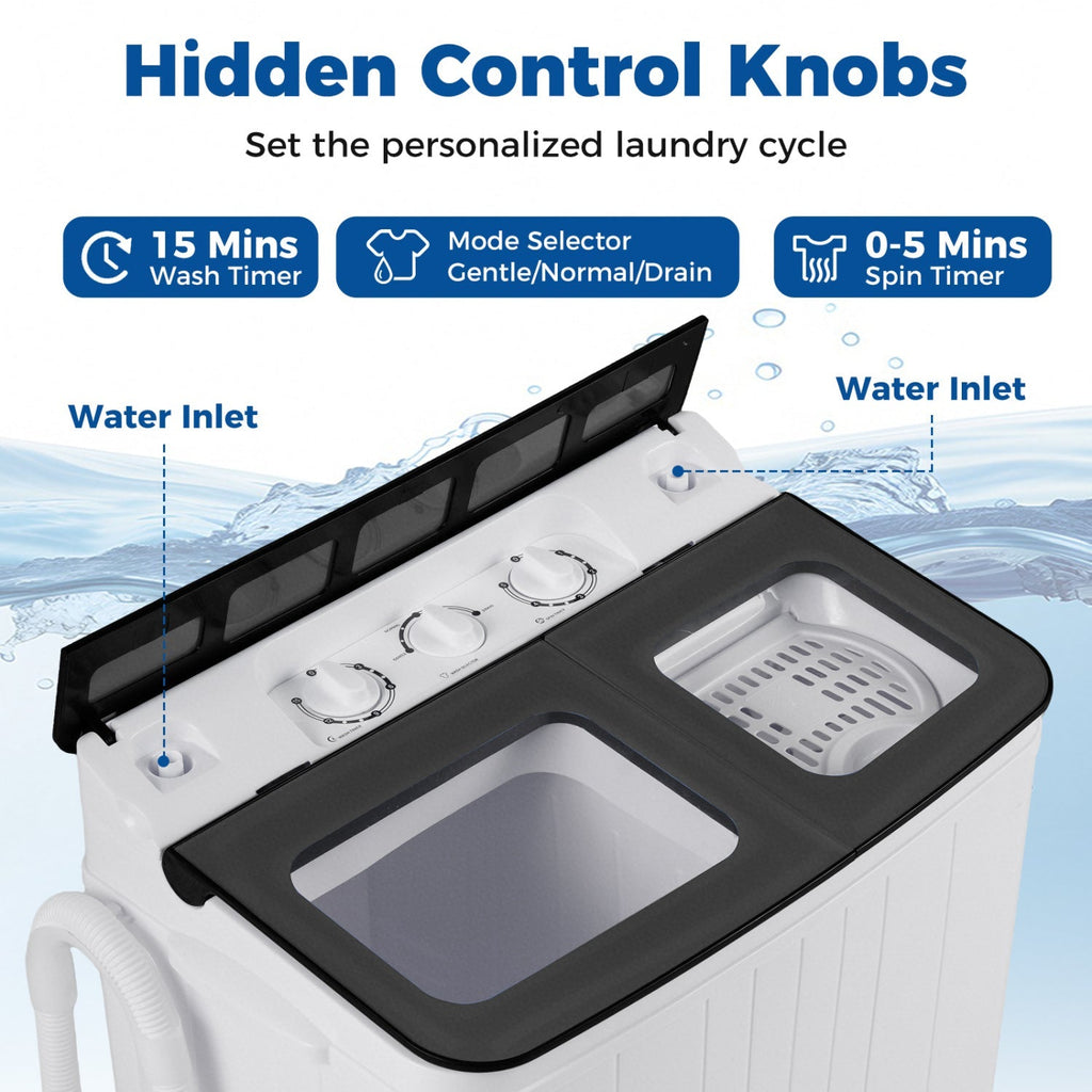 Portable Washing Machine 18 lbs Mini Laundry Machine with 11 LBS Washer