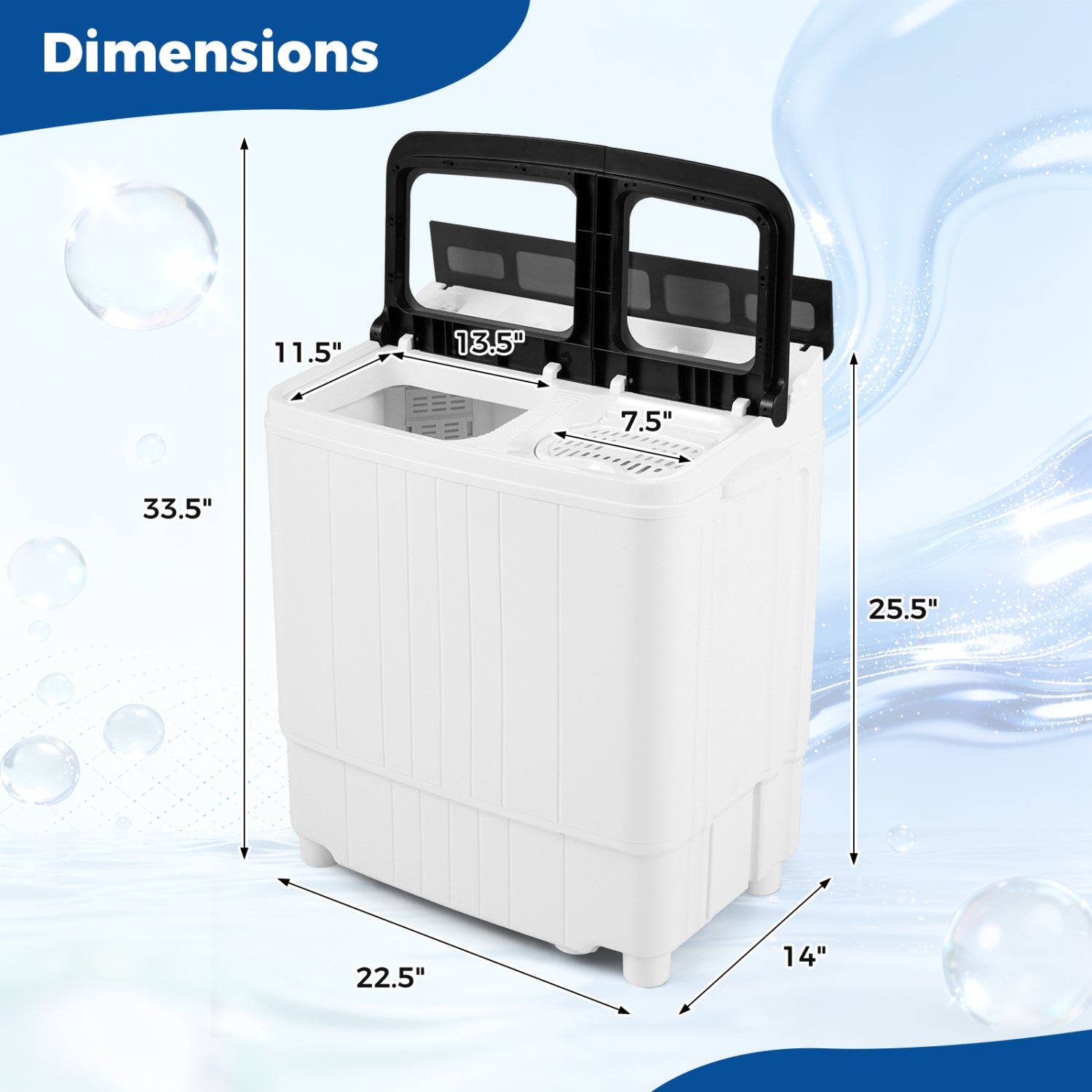 Portable Washing Machine 18 lbs Mini Laundry Machine with 11 LBS Washer