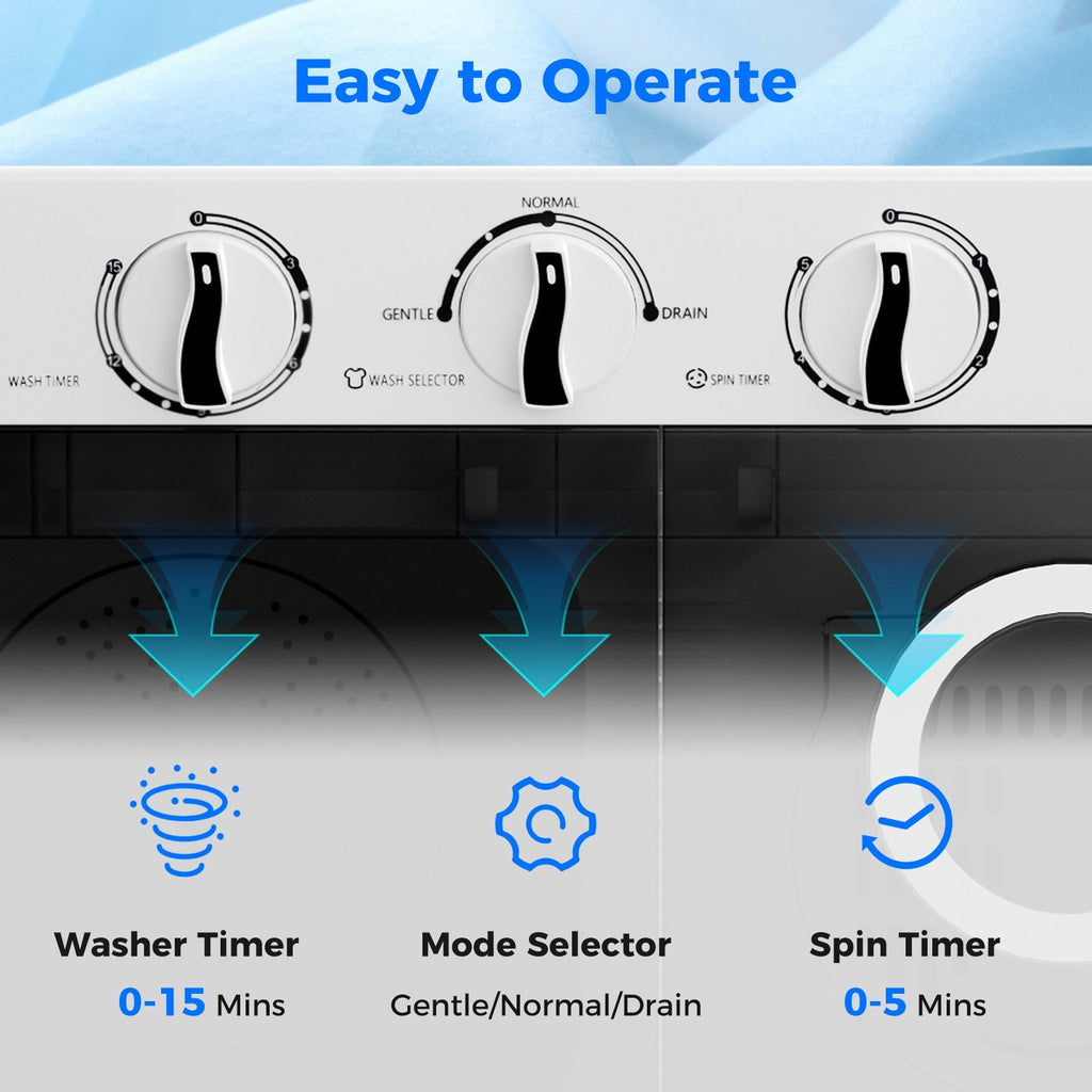 17.6 lbs Portable Washing Machine with Drain Pump