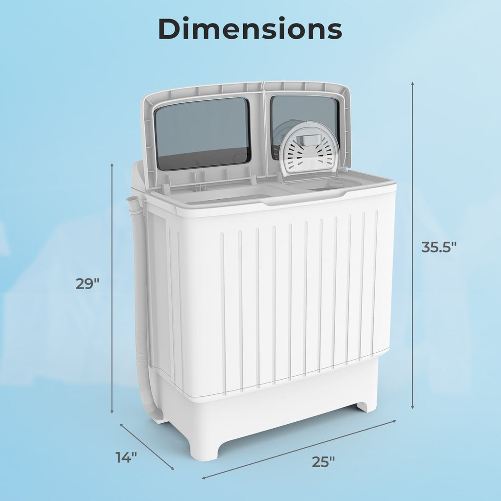 20 lbs Portable Washing Machine with Built-in Gravity Drain-Gray