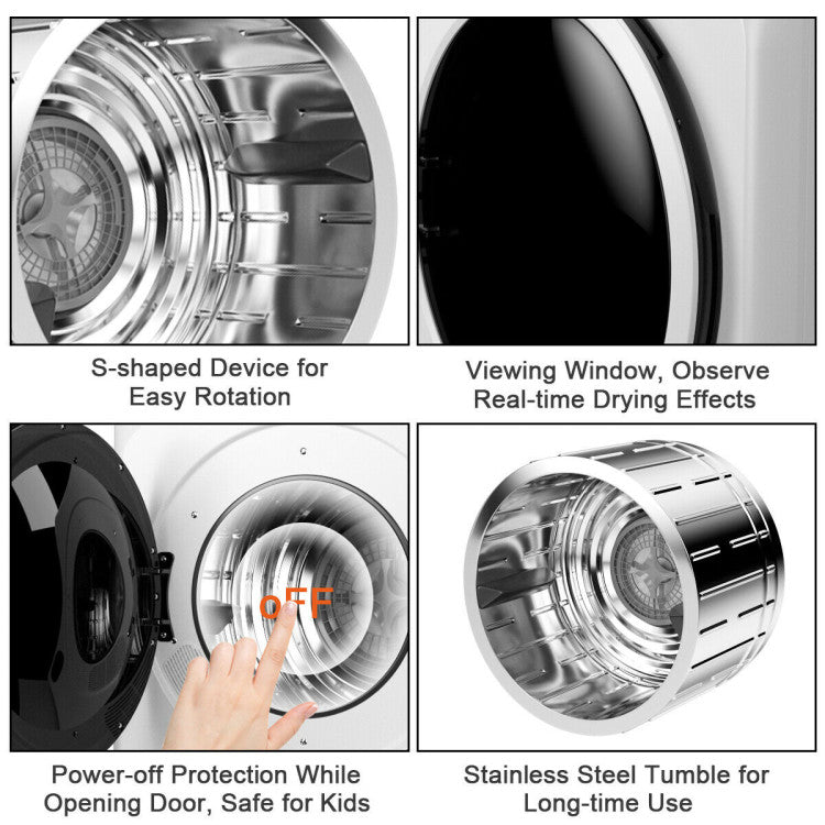 Powerful 1700W Tumble Dryer Steel Tub Fast Drying Performance