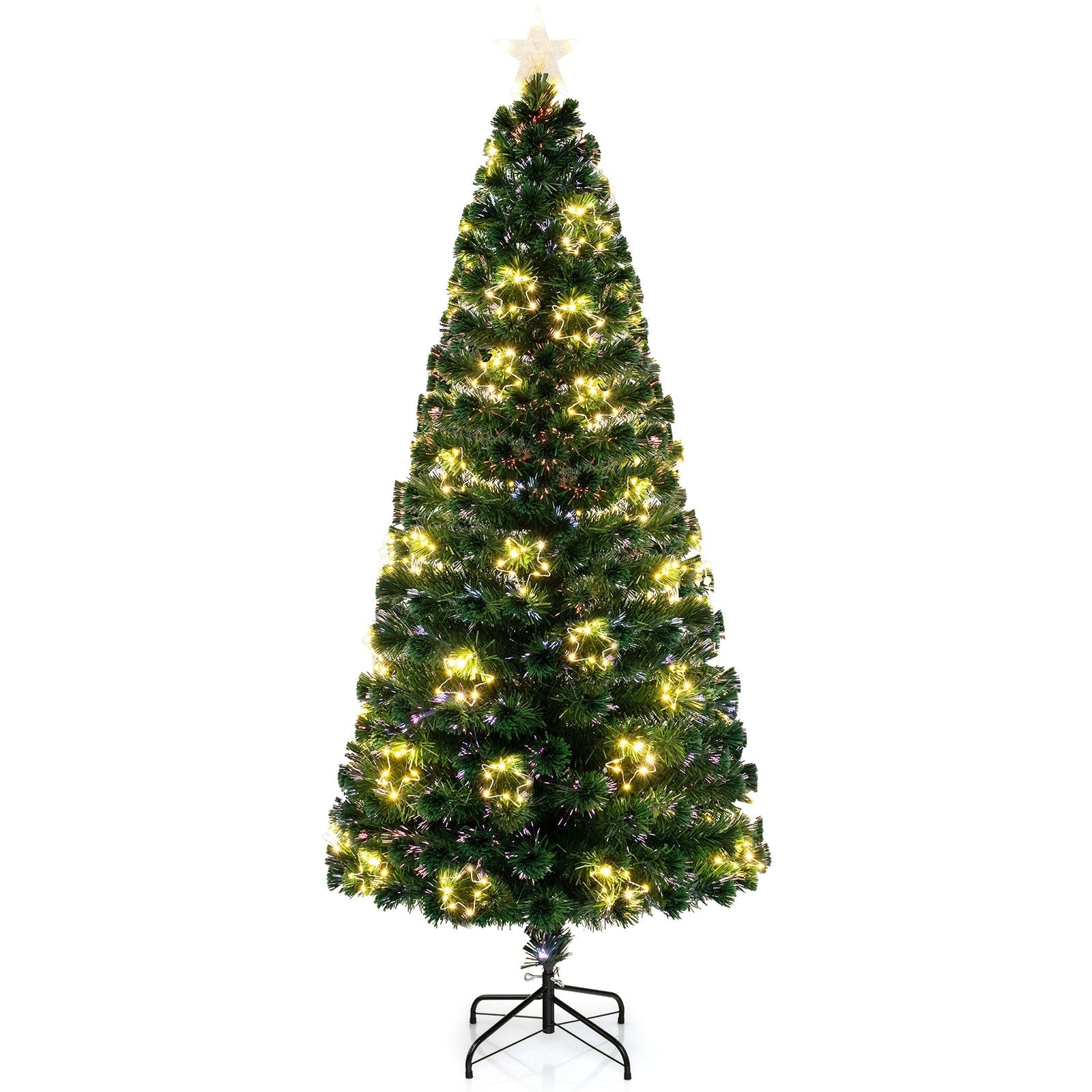 Pre-Lit Artificial Xmas Tree with Top Star and Branch Tips