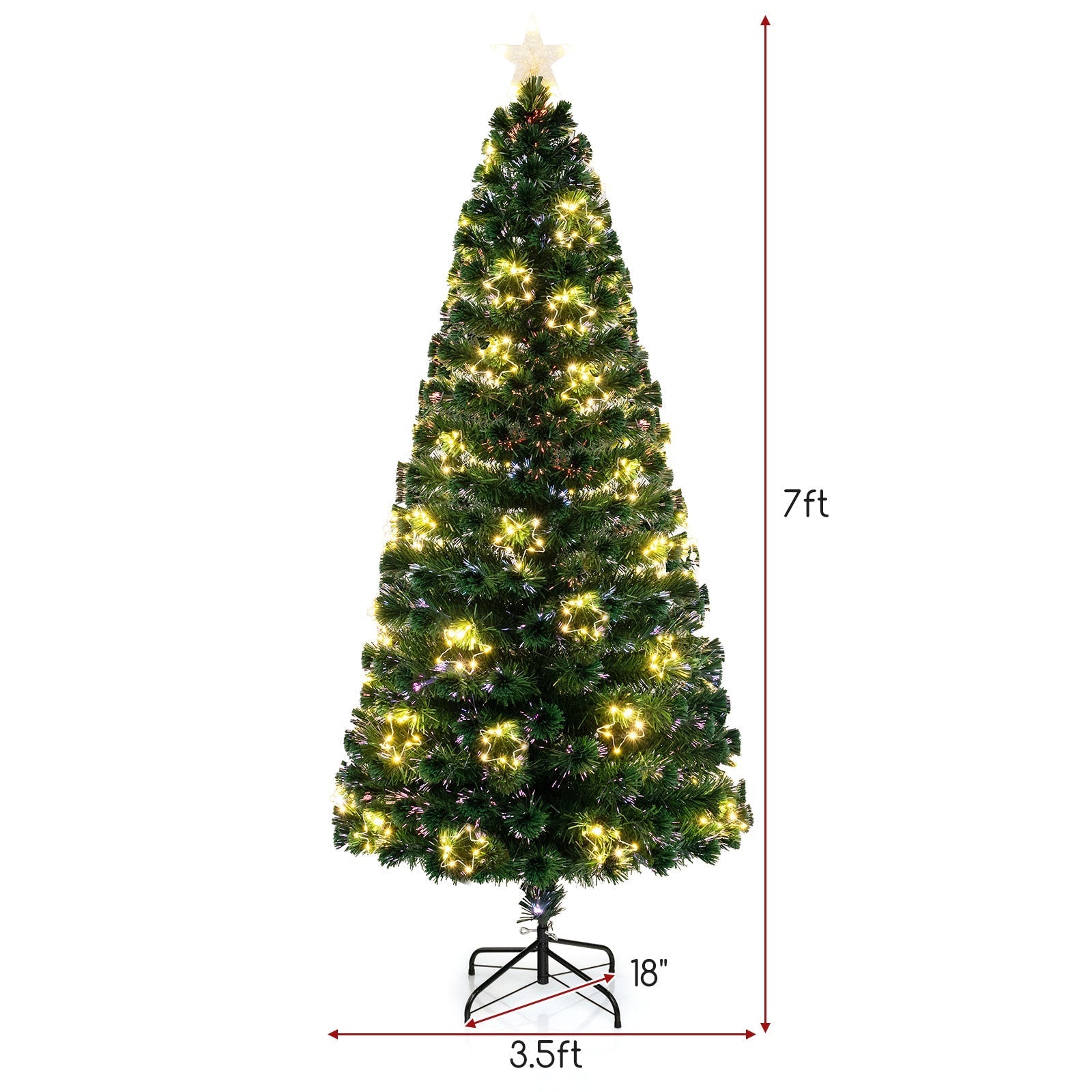Pre-Lit Artificial Xmas Tree with Top Star and Branch Tips