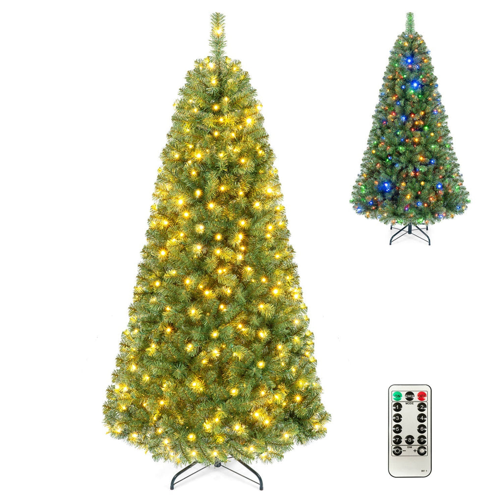 6-8 Ft Pre-Lit Artificial Christmas Tree with Remote Control