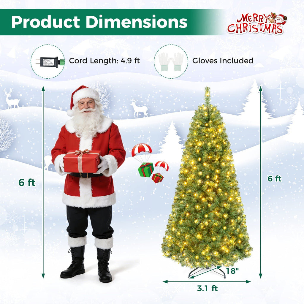 6-8 Ft Pre-Lit Artificial Christmas Tree with Remote Control