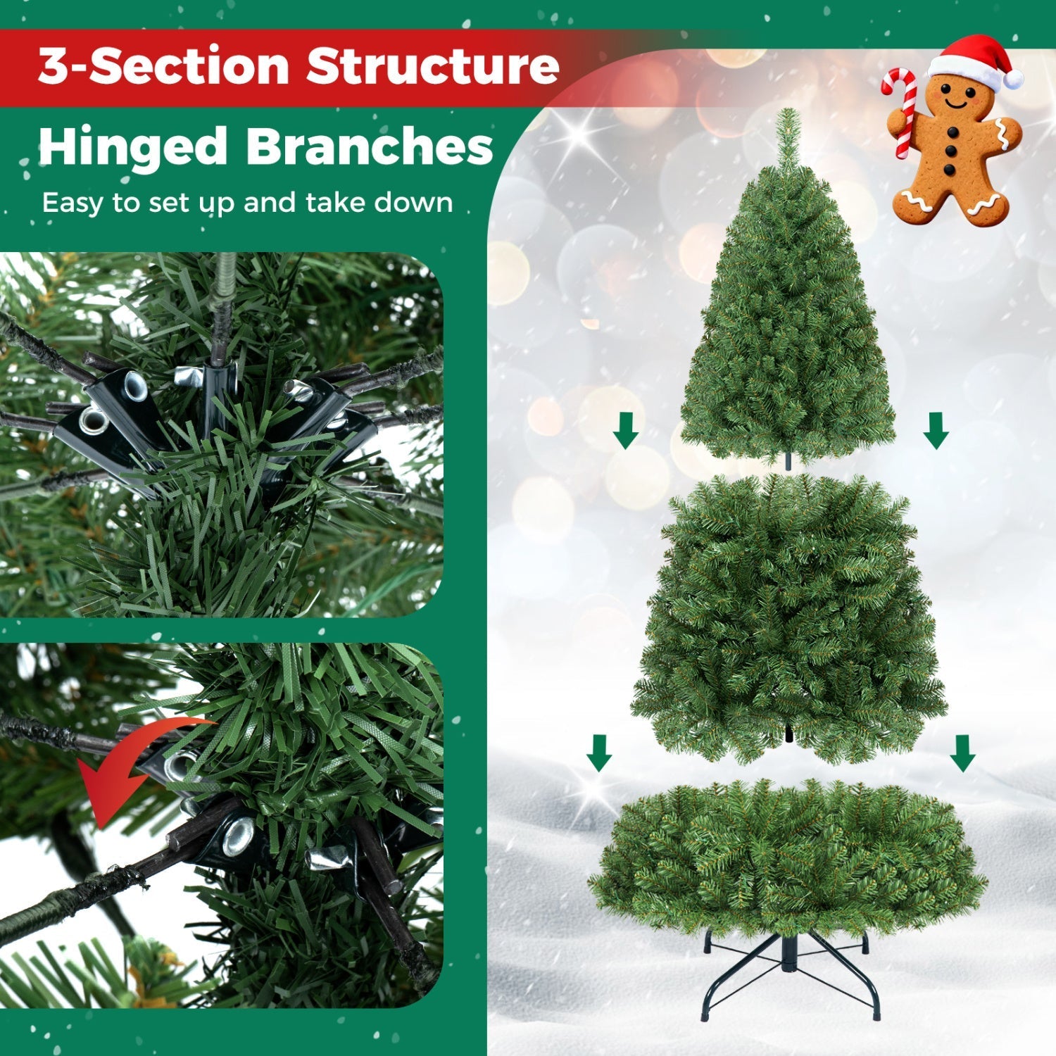 6-8 Ft Pre-Lit Artificial Christmas Tree with Remote Control