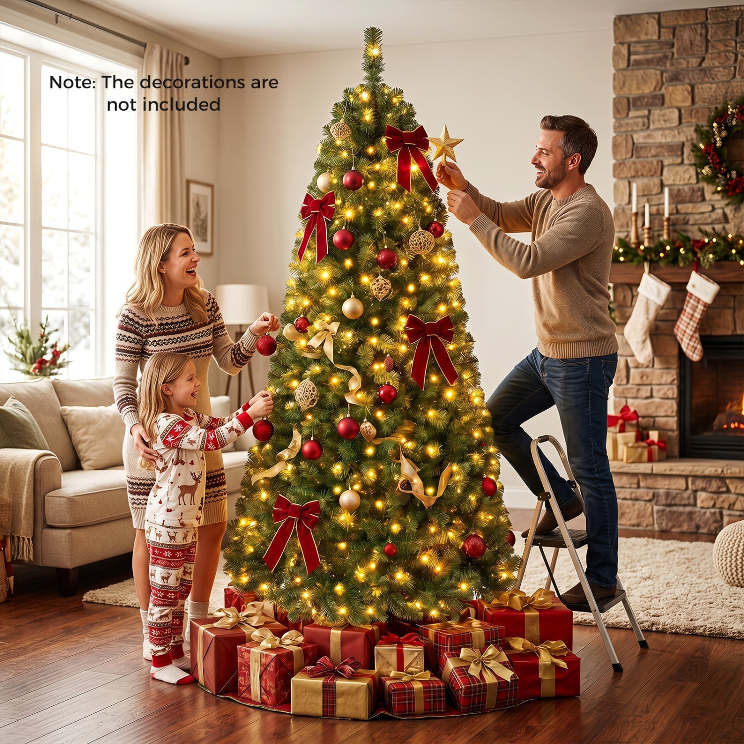 6-8 Ft Pre-Lit Artificial Christmas Tree with Remote Control
