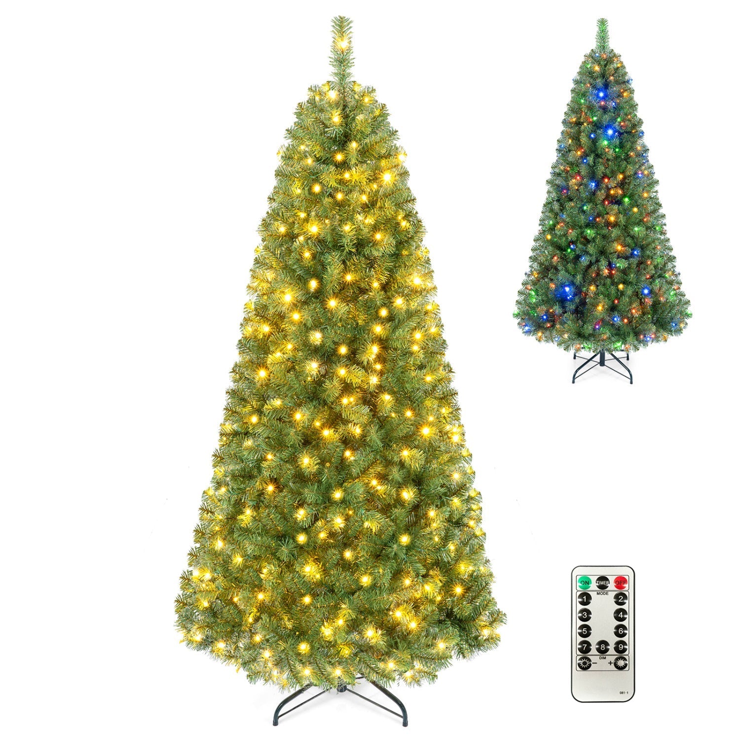 6-8 Ft Pre-Lit Artificial Christmas Tree with Remote Control