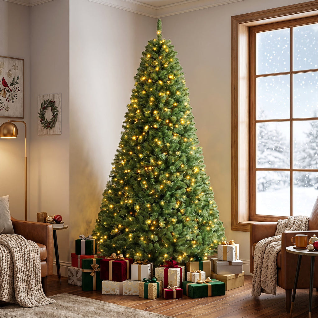 6-8 Ft Pre-Lit Artificial Christmas Tree with Remote Control