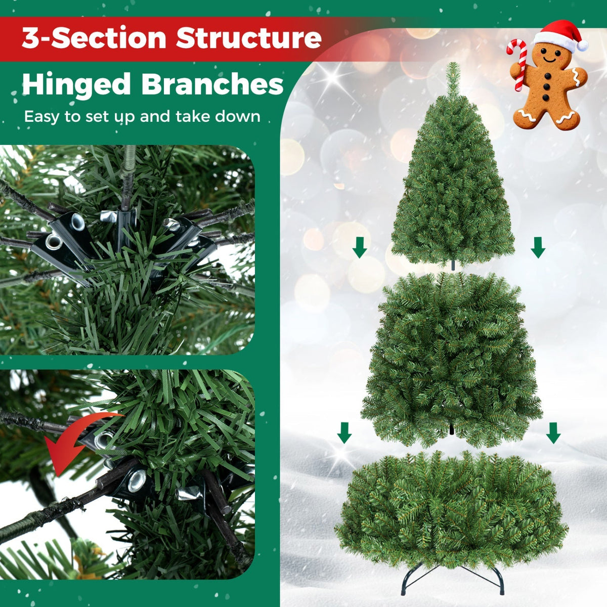 6-8 Ft Pre-Lit Artificial Christmas Tree with Remote Control
