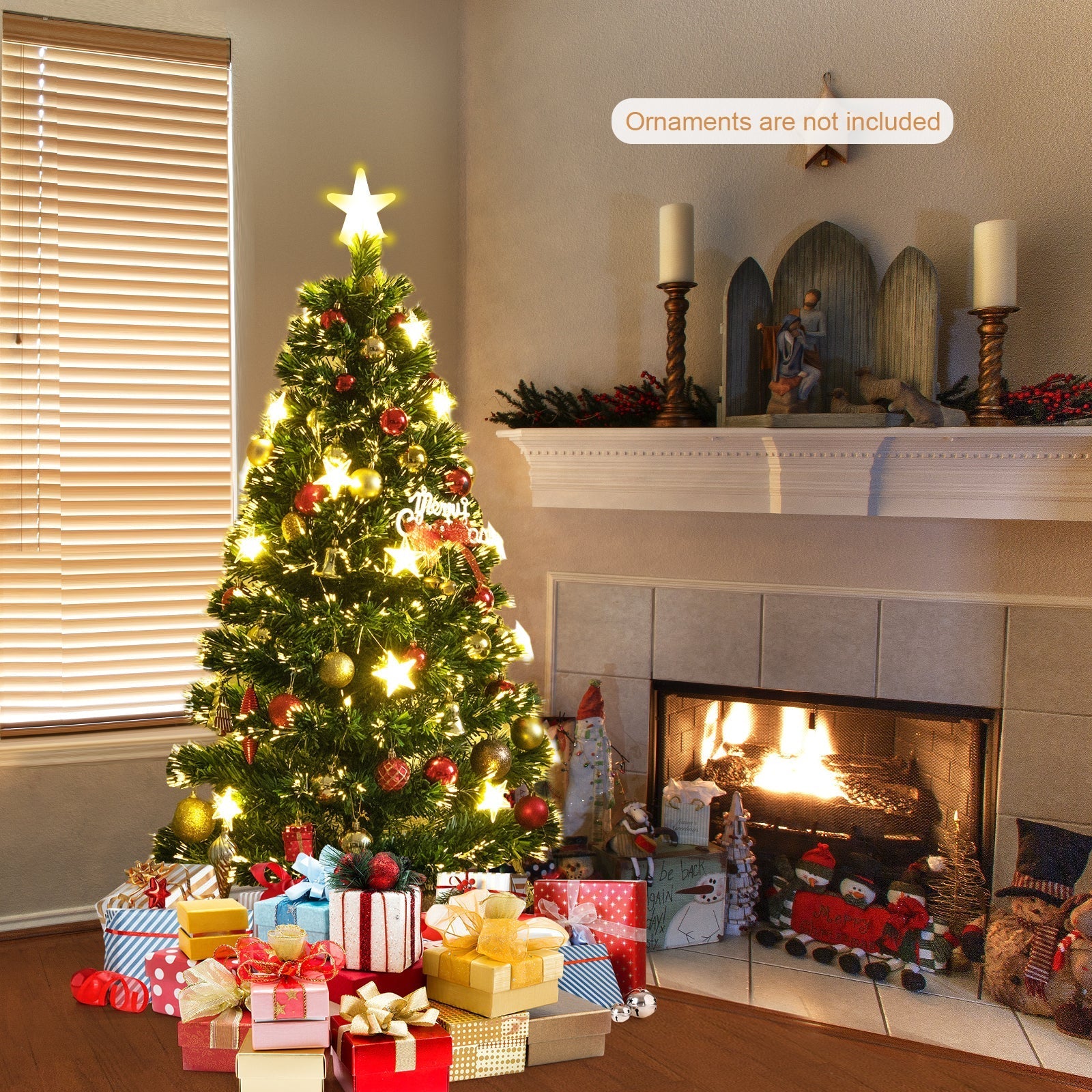 Prelit Fiber Optic Christmas Tree with Warm White Lights