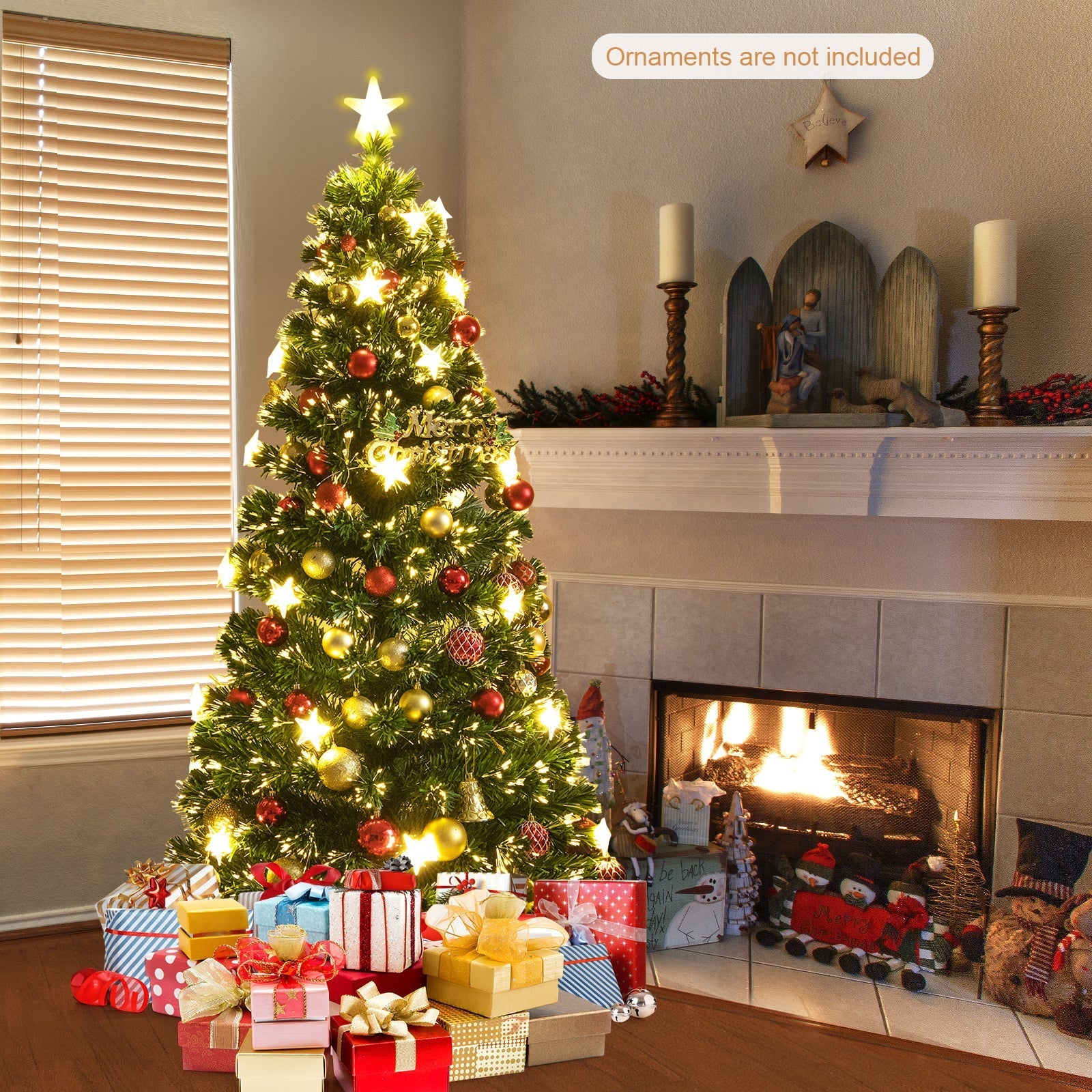 Prelit Fiber Optic Christmas Tree with Warm White Lights