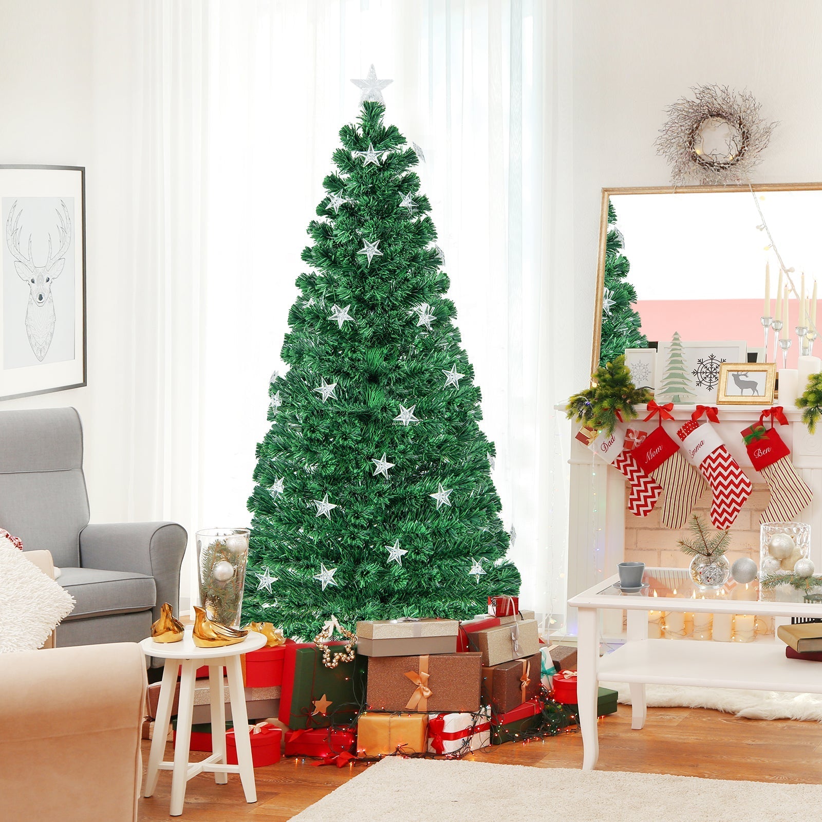 Prelit Fiber Optic Christmas Tree with Warm White Lights