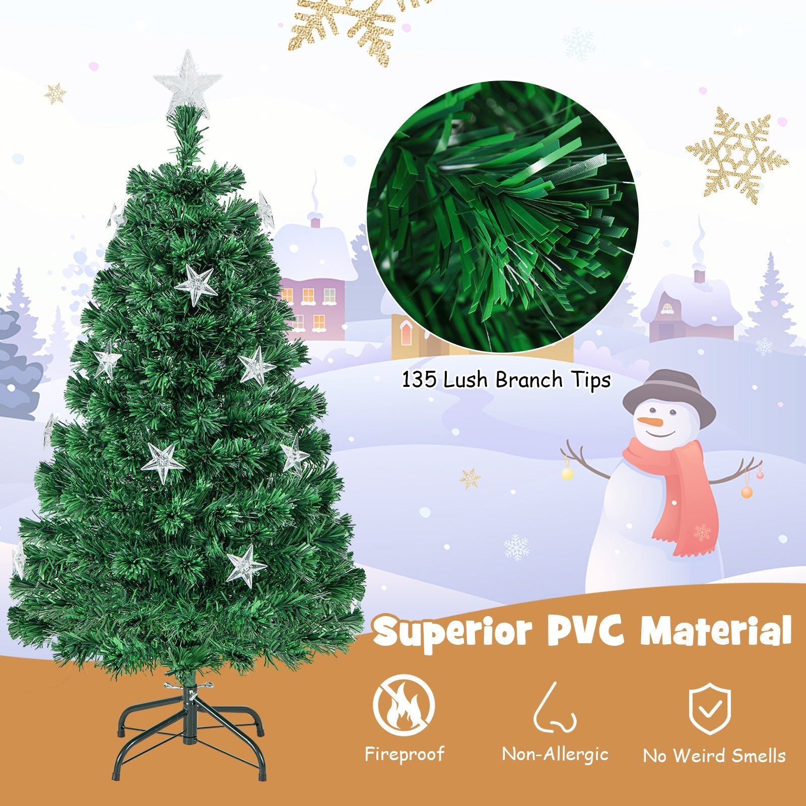 Prelit Fiber Optic Christmas Tree with Warm White Lights
