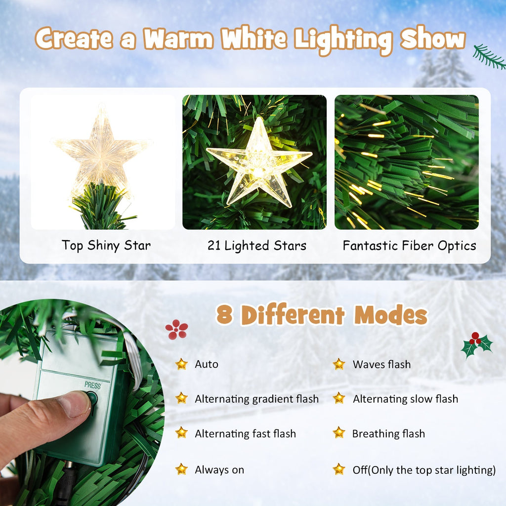 Prelit Fiber Optic Christmas Tree with Warm White Lights