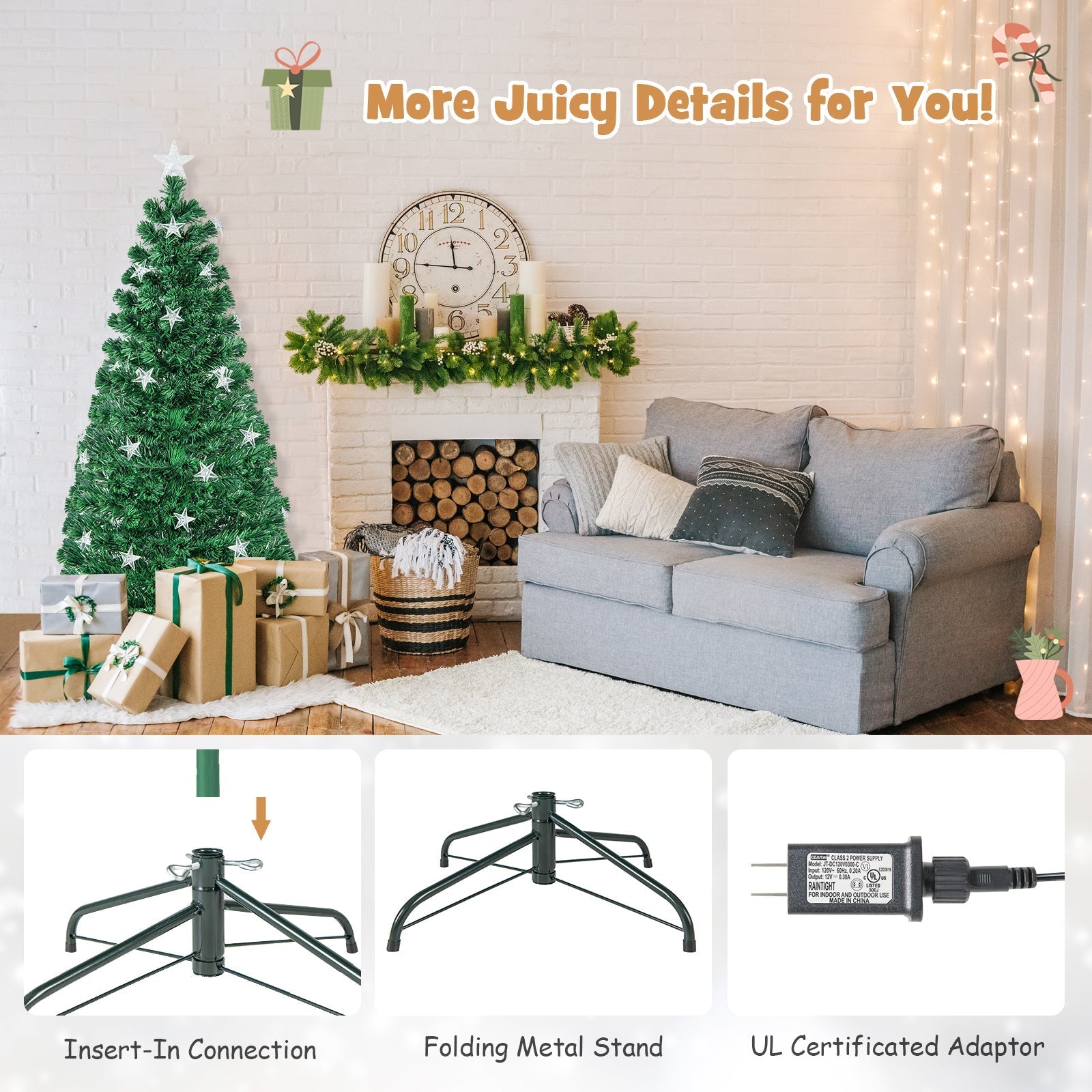 Prelit Fiber Optic Christmas Tree with Warm White Lights