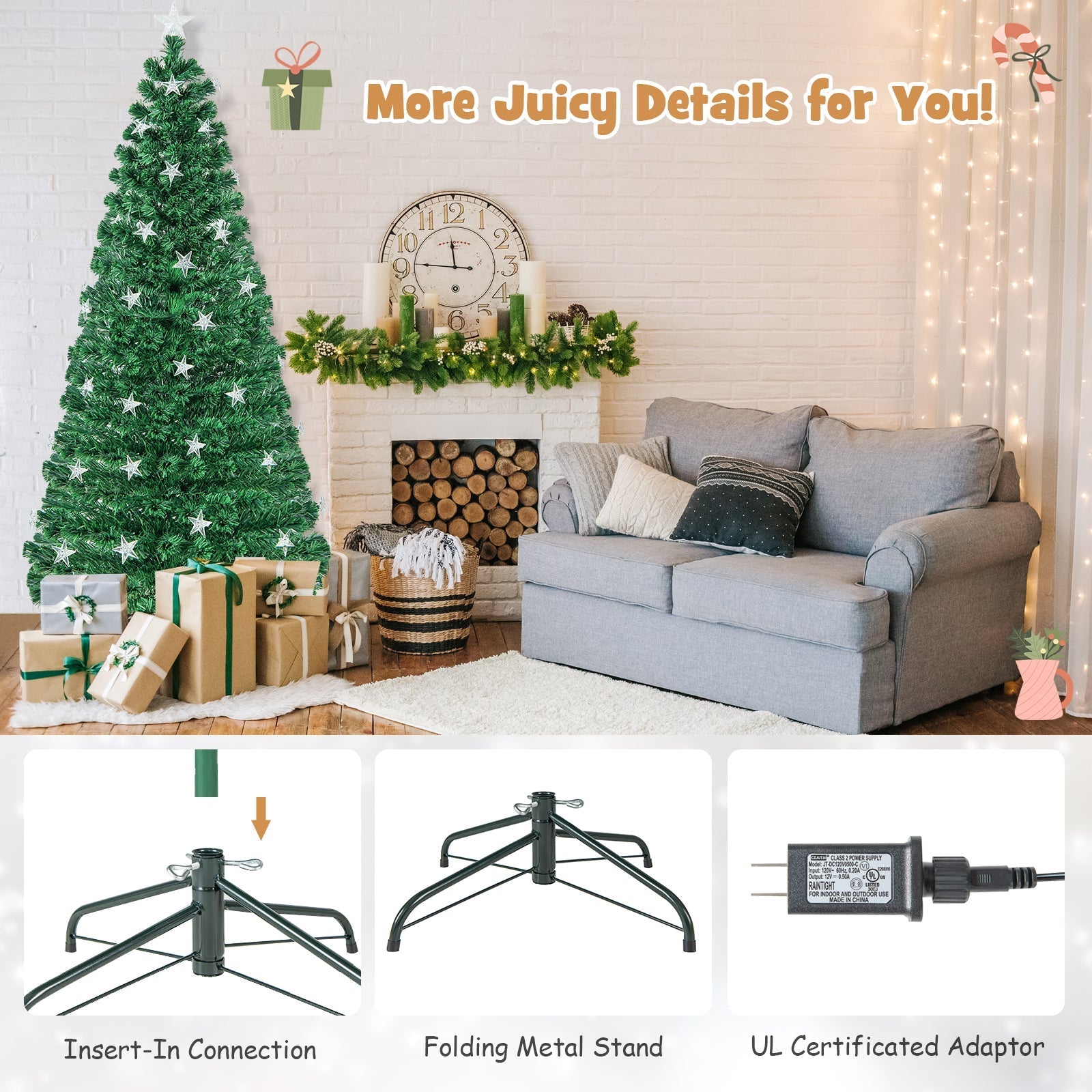 Prelit Fiber Optic Christmas Tree with Warm White Lights