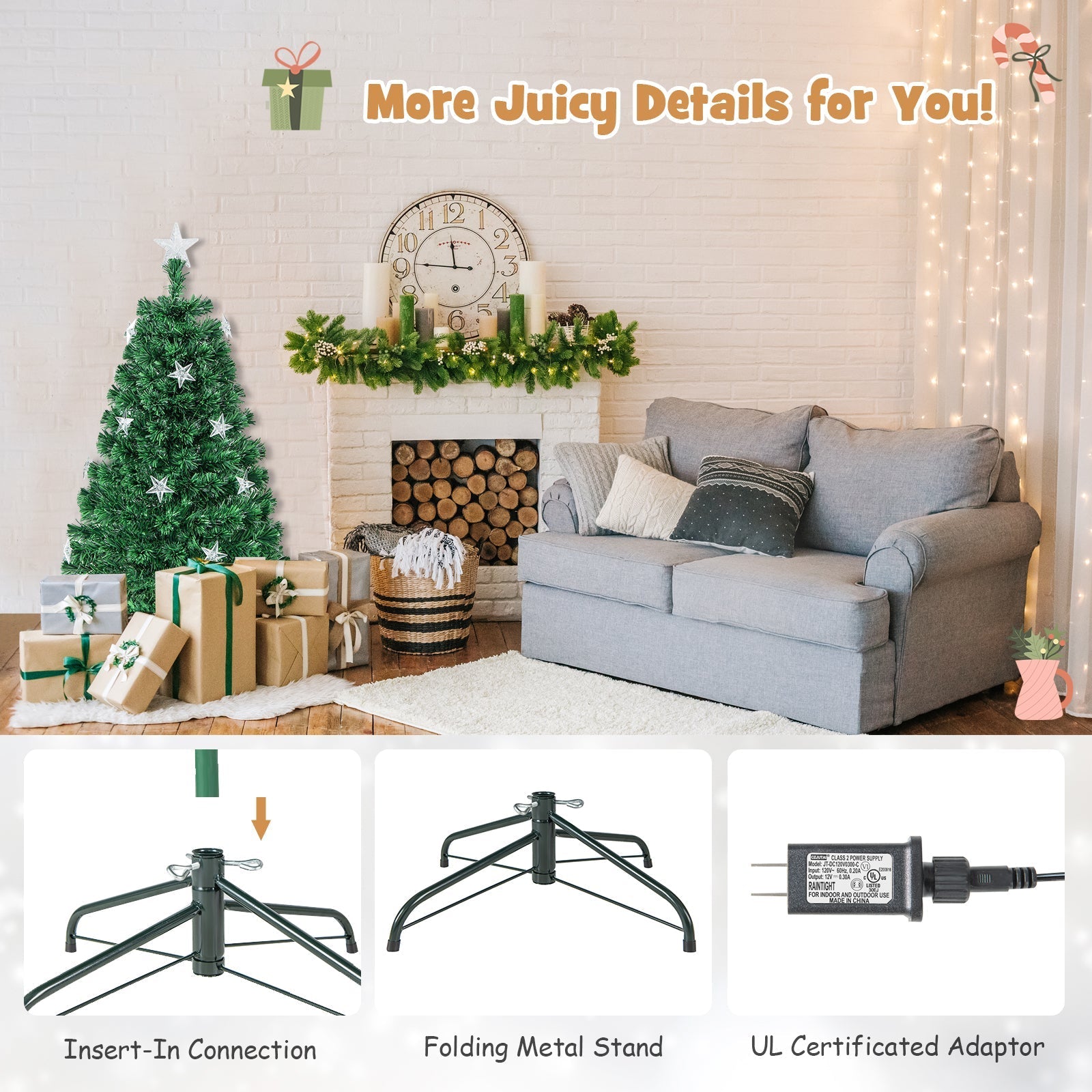 Prelit Fiber Optic Christmas Tree with Warm White Lights